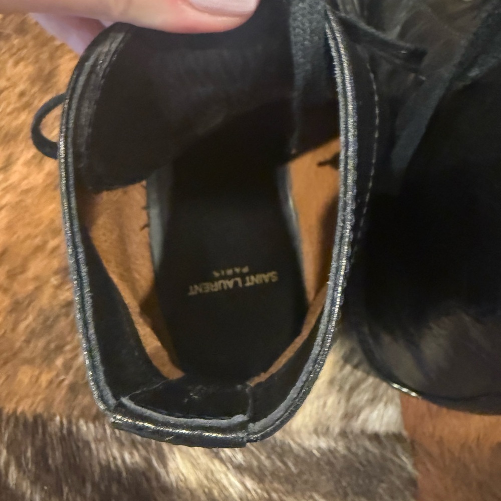 Saint Laurent Black Lace Up Combat Style Boots - Picture 5 of 7